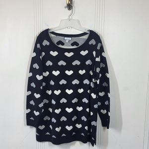 Plus Size Charter Club Black & White Heart Sweater